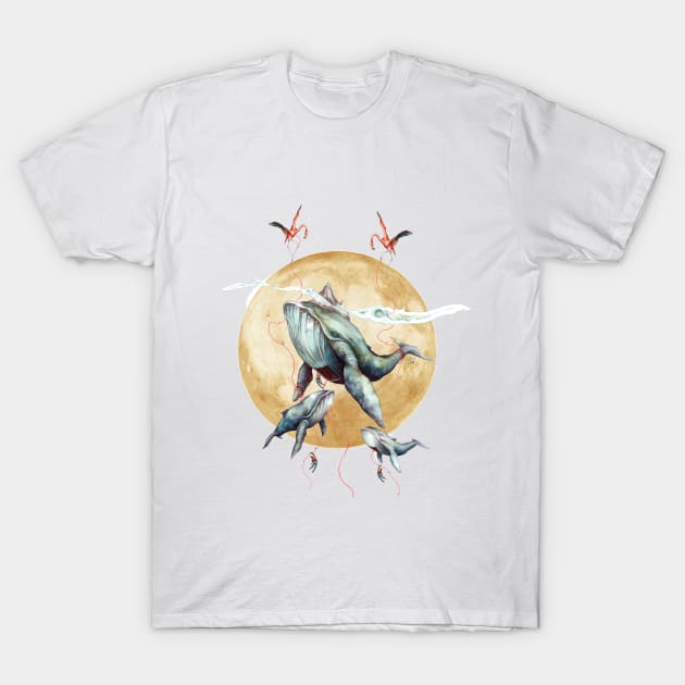 Flying Whales in the sky T-Shirt by ILO_IreneLOrenzi